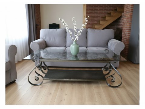 Stół kuty ze szklanym blatem